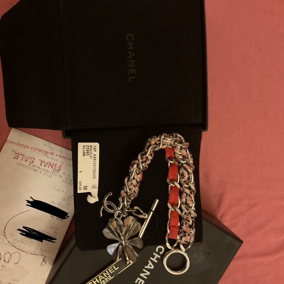 Chanel tweed toggle shamrock bracelet. Brand new. Box, receipt and tags - Picture 3 of 6